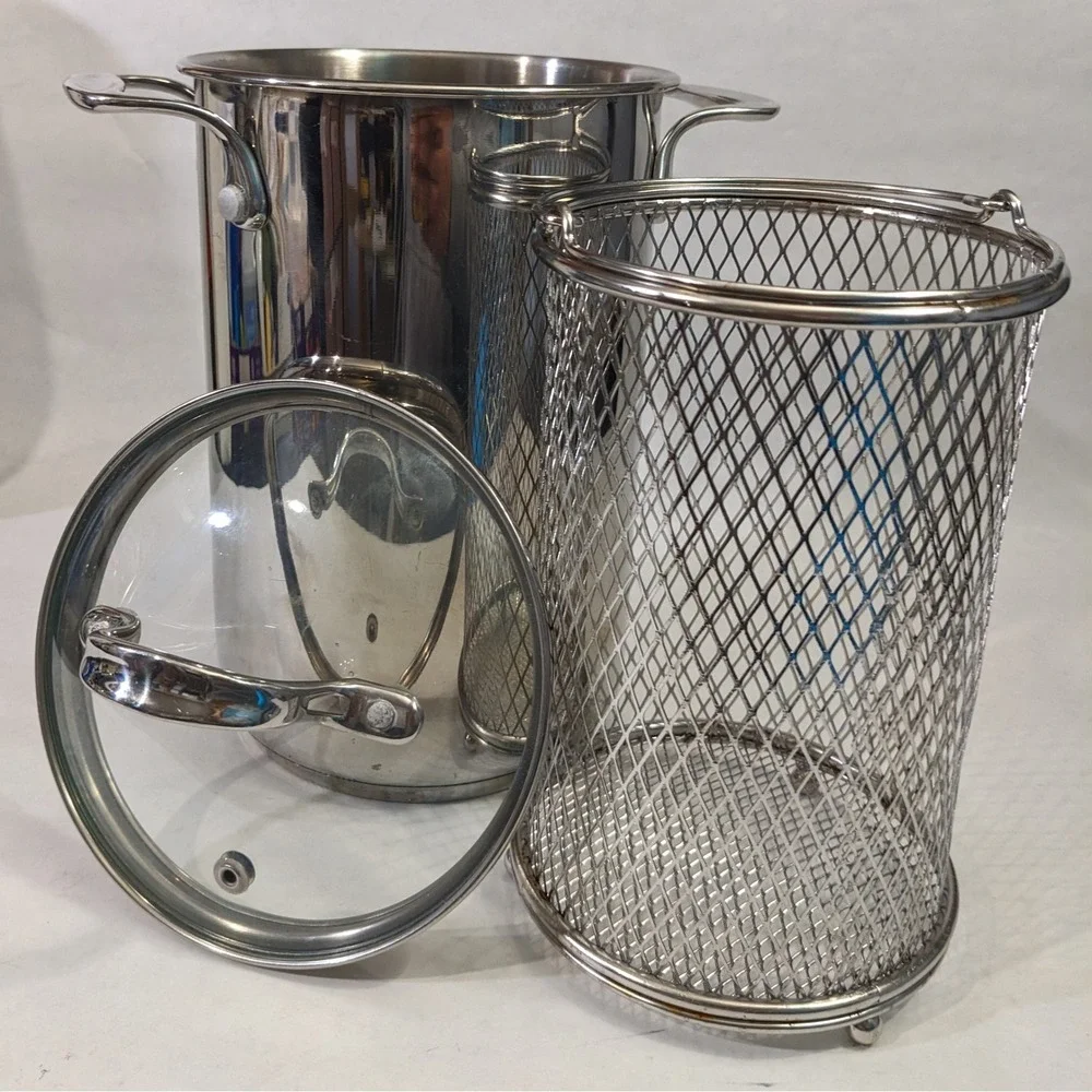 Crate & Barrel Stainless Steel Asparagus Steamer Pot with Basket and‎ Glass Lid
